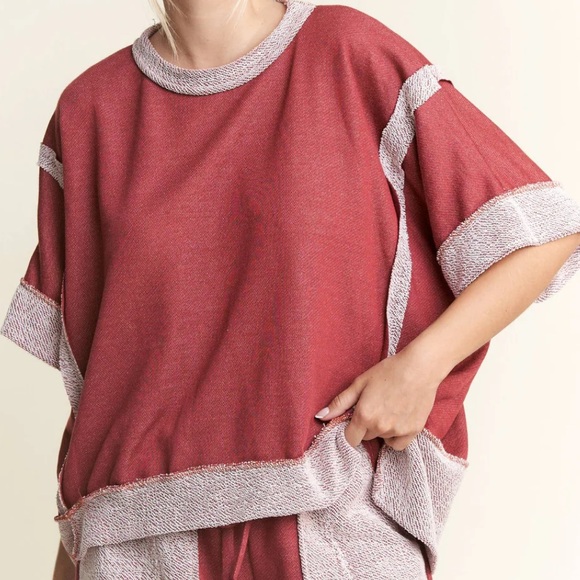 J.Her Tops - Oversize Reverse Contrast Banded Top from J.Her